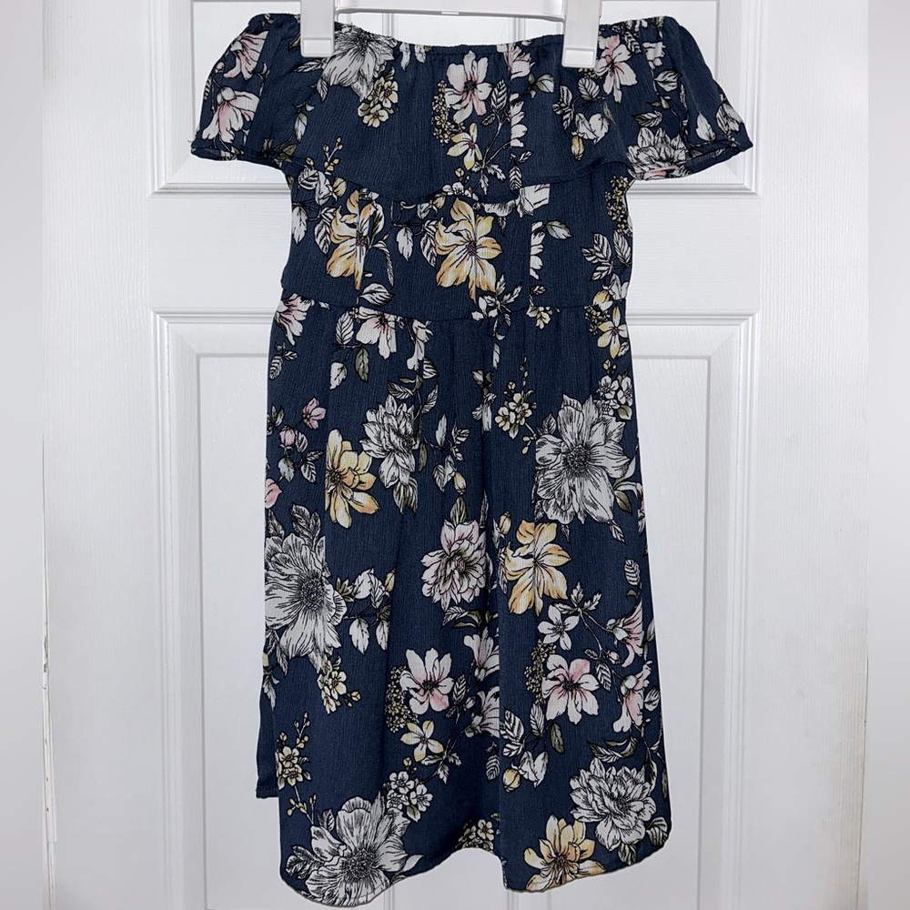 Xhilaration Off the Shoulder Navy with Flowers XS Dress